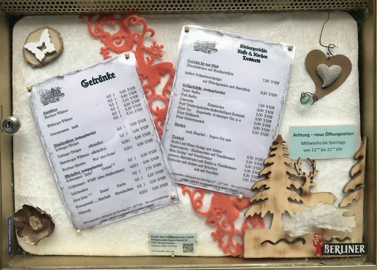 Menu - Hanff's Ruh photo 1